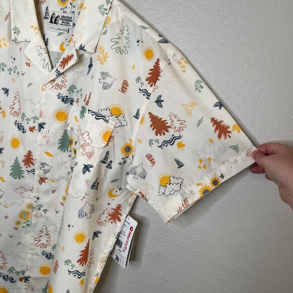 Marmot Muir Camp Novelty Short Sleeve Button Down Shirt L Cream multicolor - Picture 6 of 12